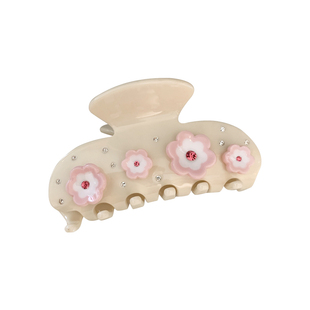 emijay抓夹大号 轻奢粉色花朵盘发鲨鱼夹 ins重工立体蝴蝶少女发