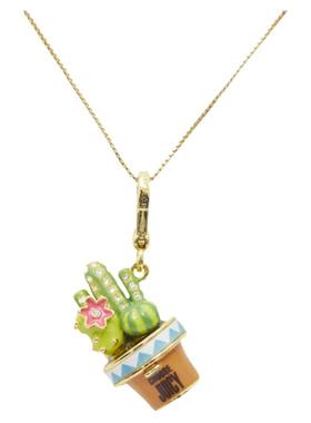 珐琅釉仙人掌花朵盆栽吊坠