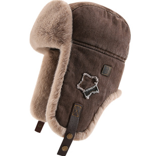 帽子男2025新款冬季骑行防风保暖护耳套头棉帽加绒加厚防寒雷锋帽