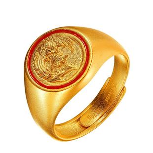 老庙黄金足金鸿运升升凤之戒古法唐凤珐琅戒指手饰男女国风传承礼