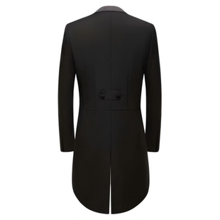 司仪主持人礼服男燕尾服西装黑白色绣花舞台大合唱演出表演指挥服