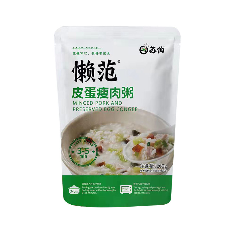 苏伯袋装方便早餐夜宵皮蛋瘦肉粥