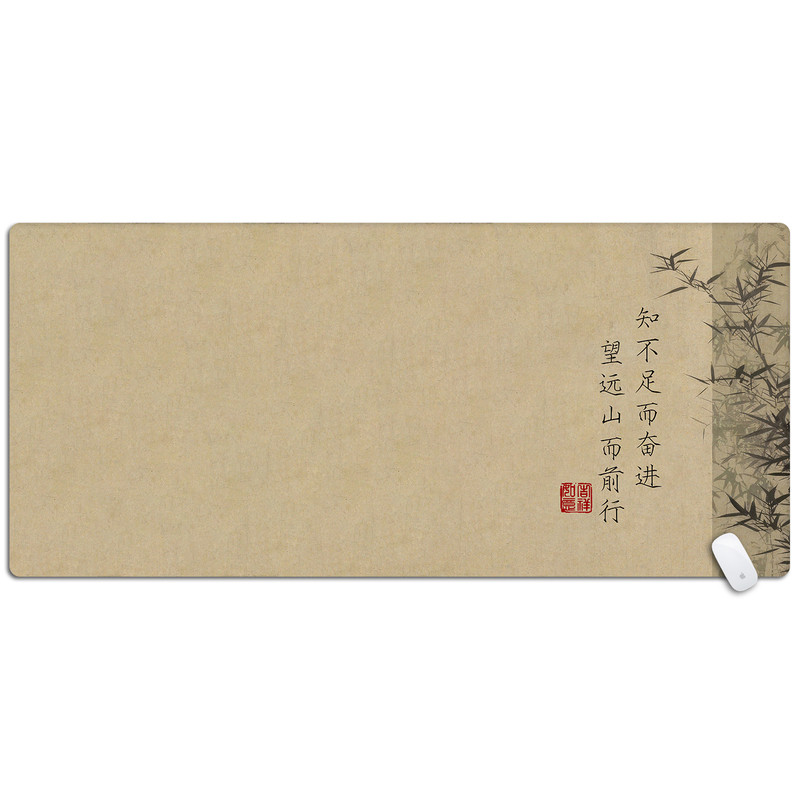 中古国潮新中式鼠标垫超大竹子复古简约桌面垫电脑键盘垫办公家用