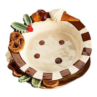 圣诞节礼物生日盘子水果酸奶碗陶瓷好看釉下彩家居稀奇古怪的餐具