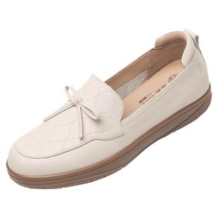 信诺真皮舒适女鞋新款妈妈鞋单鞋超软软底春秋款中老年平底乐福鞋