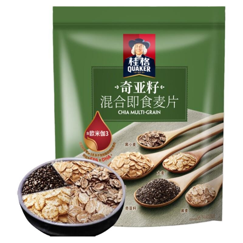 桂格奇亚籽混合燕麦片420g袋装五谷伴侣营养级代餐早餐冲饮免煮
