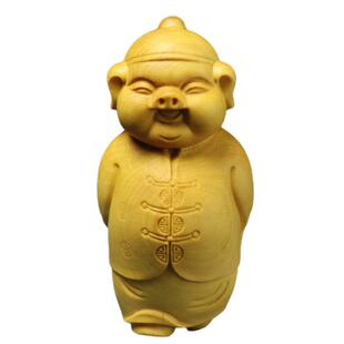 黄杨木雕手把件地主家装摆件木质把文玩件手工雕刻工艺品福猪财主