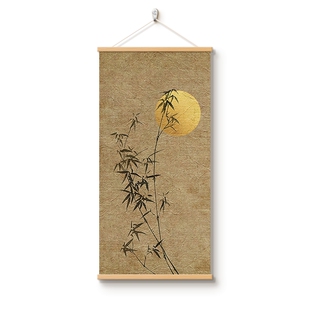 新中式玄关装饰画竖版竹子走廊过道挂画侘寂风禅意茶室布置高级感