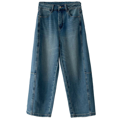 莱赛尔高腰显瘦弯刀牛仔裤女春夏