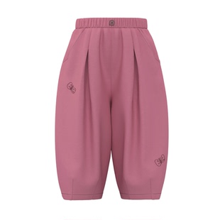 【蝴蝶裤】papa爬爬春季女童裤子春装可爱粉色纯棉休闲宽松阔腿裤