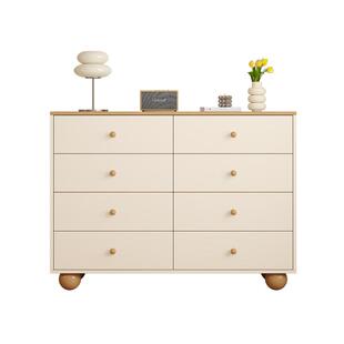 实木斗柜奶油风四五斗柜卧室床尾置物柜客厅靠墙抽屉柜落地八斗柜