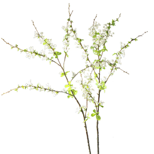 仿真花雪柳花碎花枝条餐桌装饰花冰川玻璃花瓶套装假花艺嫩柳芽枝