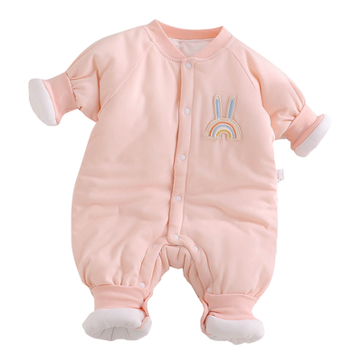 宝宝加厚连体衣棉服按扣穿脱