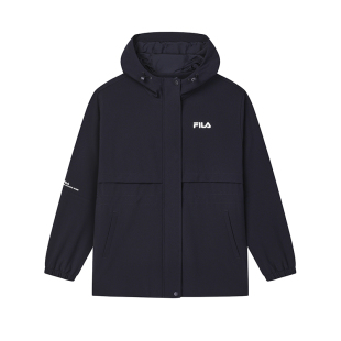 FILA 斐乐官方女士梭织外套2024秋新款时尚休闲收腰宽松连帽风衣