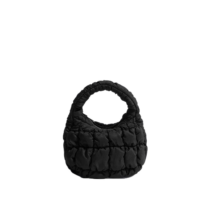 MABULA韩系简约绗缝纹理拉链式云朵泡泡包大容量指尖手提包腋下包