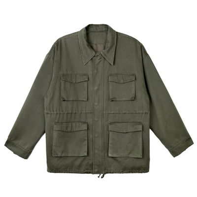 weave军绿色水洗麂皮绒夹克