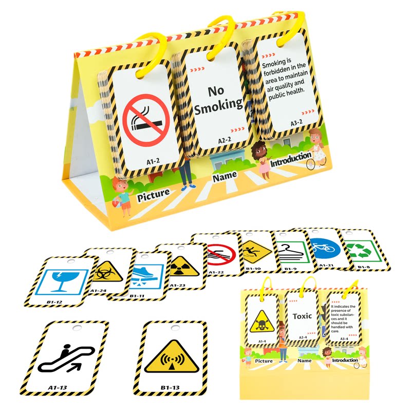 新英语Flashcard警示标志路标闪卡英文卡片问答互动教具台卡跨境