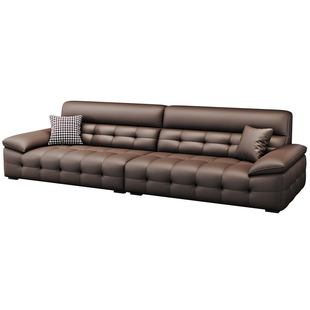 新款高靠背劳伦斯真皮沙发现代简约小户型猫抓皮直排三人沙发组合