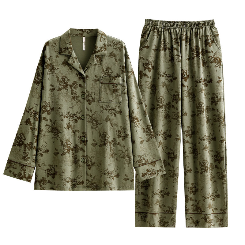 悦内睡衣女春秋款秋季纯棉长袖长裤家居服轻奢风高级感水墨画套装