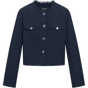 KBNE小香风外套女秋季2026新款超火减龄休闲百搭蓝色短款韩系上衣