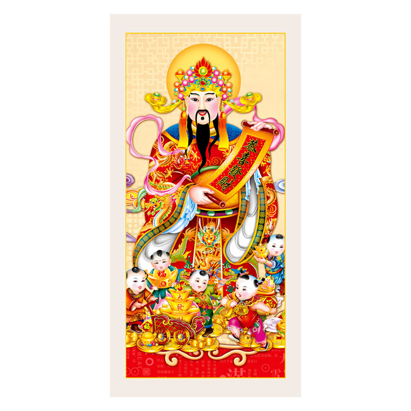 富瑞装饰画玄关中式浮雕画财神爷