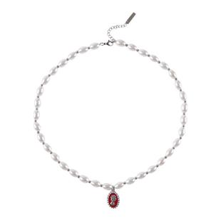 SWFI远东 25AW 复古美式珐琅彩滴油古钱币吊坠短款情侣珍珠项链