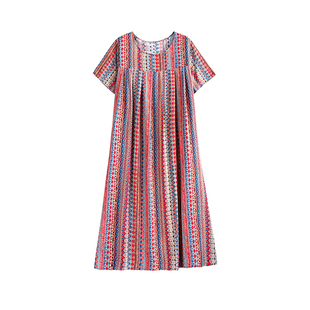 中老年大码碎花棉绸连衣裙女2025夏装新款50多岁中年妈妈气质裙子