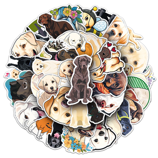 100张拉布拉多猎犬Labrador retriever贴纸卡通可爱萌宠小狗防水涂鸦装饰手账平板保护套电脑行李箱咕卡贴纸