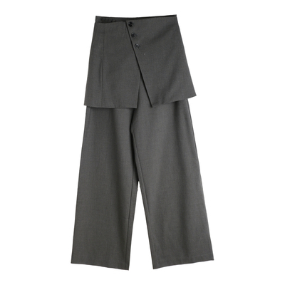 带屁帘西装阔腿裤叠穿高级感长裤