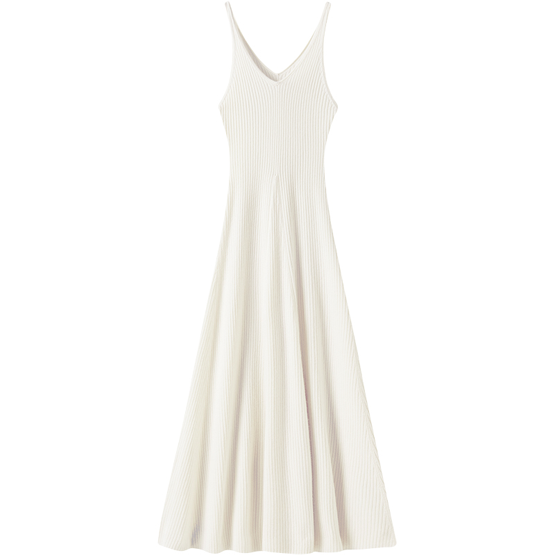 藐视众生！神仙色车厘子红V领吊带羊绒连衣裙伞裙女长款羊绒衫