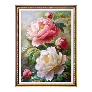 牡丹盛放十字绣2026年新款客厅卧室简单现代花卉年轻人手工玄关柜