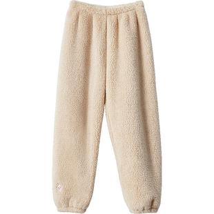 红豆男士女家居裤抗菌防螨珊瑚绒抗静电加厚泡泡绒裤子冬保暖睡裤