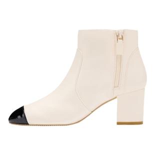 SW YULIANA 60 ZIP ANKLE BOOTIE 拼接粗跟侧拉链短靴及踝靴