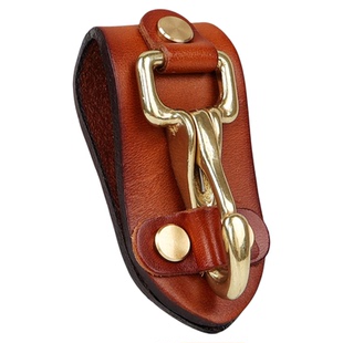 卡卡巴拉拉牛皮腰挂钥匙扣复古手工穿皮带汽车钥匙扣腰带U钥匙扣