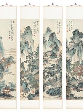 客厅过道中式卷轴挂画溥心畬山水