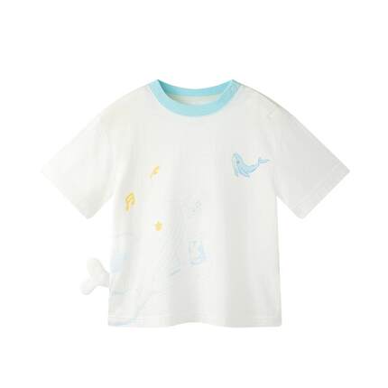 Babycare山茶花宝宝动物T恤春装短袖男童内搭白色女童儿童打底衫