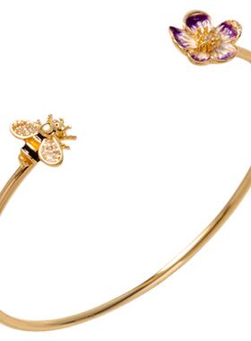 国风珐琅花朵手镯小众原创送女友