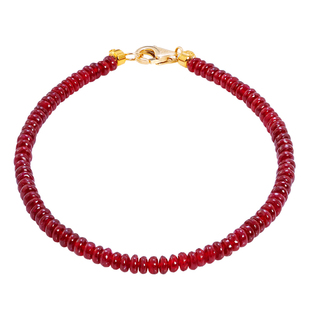 若华珠宝雨花台=素面鸽血红宝石手串女18K金彩宝手链串珠红绳手饰