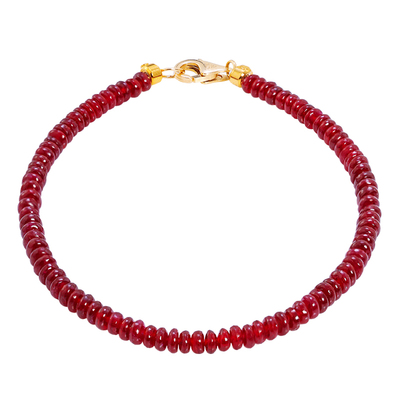若华红宝石18K金彩宝手链