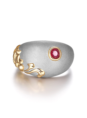 瑞红情侣925银、红宝石复古重工