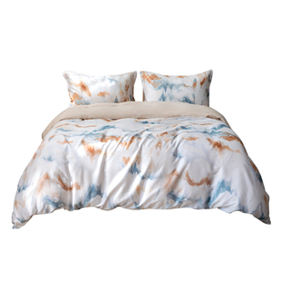 蓝铂凉感天丝60支兰精清凉舒爽金色条纹蓝色四件套冬日梦乡