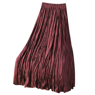 今年流行好看长款高级红色褶皱半身裙女夏季2026新款裙子长裙半裙