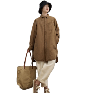 柒白秋冬季棉服女新款2025中长款驼绒外套文艺宽松大码加厚棉衣