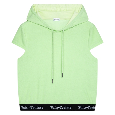 Juicy Couture橘滋撞色logo松紧连帽短袖针织衫T恤女