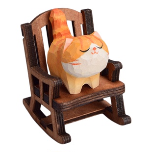 手工木雕丨橘猫小猫咪治愈桌面摆件装饰送女生的生日礼物送妈妈
