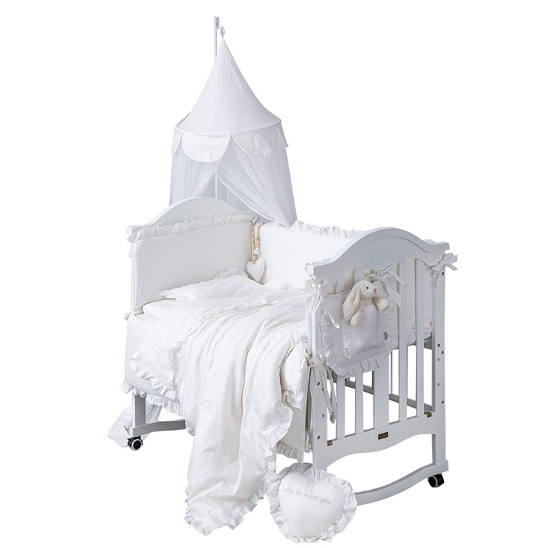 爱予婴儿床品宝宝纯棉ins莫兰迪床围床笠蚊帐被子床品套件可定制
