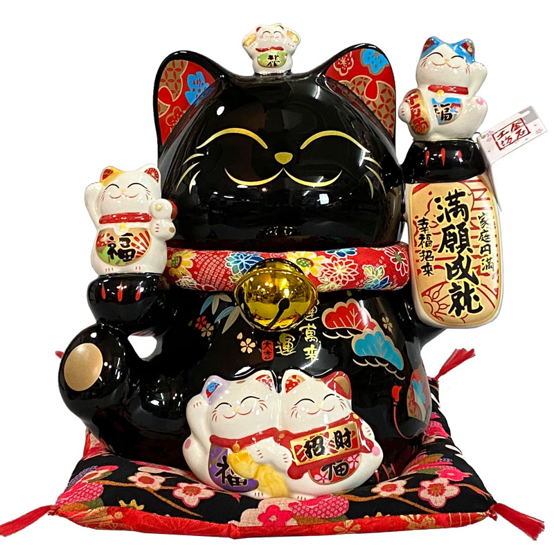 金石工坊12寸黑色招财猫创意摆件