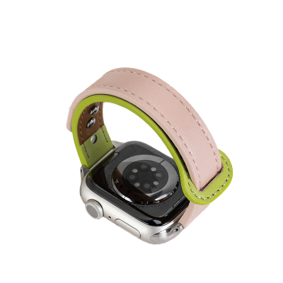 匠戴适用iwatch拼色双钉扣皮表带