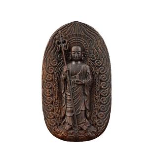 天然沉香木佛牌吊坠九华山地藏王菩萨木雕挂坠随身佛古法项链饰品