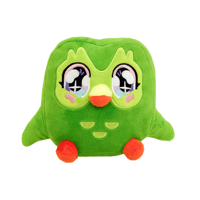 跨境新款Duolingo多邻国绿色猫头鹰毛绒玩具星星眼猫头鹰儿童礼物